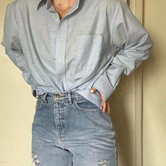 Vintage botany 500 unisex men’s women’s oversized blue button down shirt - Picture 3 of 12